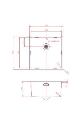 Pure.Sink Prestige évier 40x40 cm PVD Or, rayon de 10 mm, installation sous-plan, à fleur et sur plan PPG4040-60