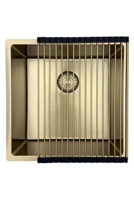 Pure.Sink Prestige évier 40x40 cm PVD Or, rayon de 10 mm, installation sous-plan, à fleur et sur plan PPG4040-60
