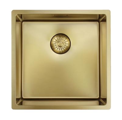 Pure.Sink Prestige évier 40x40 cm PVD Or, rayon de 10 mm, installation sous-plan, à fleur et sur plan PPG4040-60