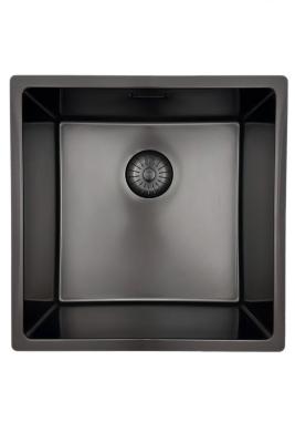 Évier Pure.Sink Prestige 40x40cm PVD Gun Metal 10mm rayon encastré,à fleur,posé sur plan PPG4040-61