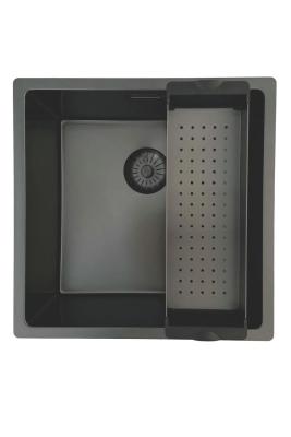 Évier Pure.Sink Prestige 40x40cm PVD Gun Metal 10mm rayon encastré,à fleur,posé sur plan PPG4040-61
