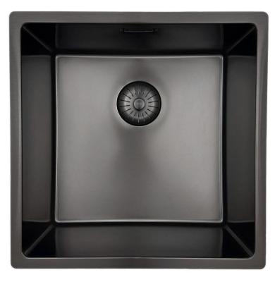 Évier Pure.Sink Prestige 40x40cm PVD Gun Metal 10mm rayon encastré,à fleur,posé sur plan PPG4040-61