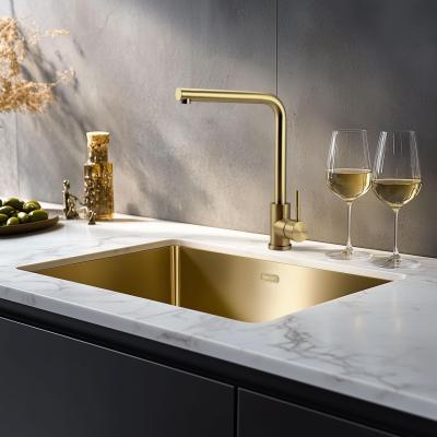 Évier Pure.Sink Prestige 50x40 cm PVD Or 10 mm rayon encastré, à montage affleurant et à montage en surface PPG5040-60