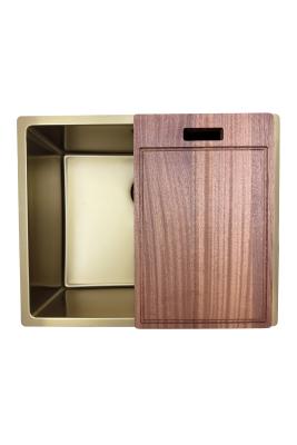 Évier Pure.Sink Prestige 50x40 cm PVD Or 10 mm rayon encastré, à montage affleurant et à montage en surface PPG5040-60