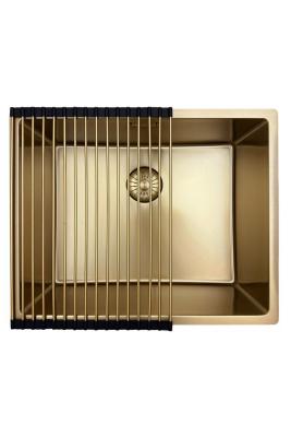 Évier Pure.Sink Prestige 50x40 cm PVD Or 10 mm rayon encastré, à montage affleurant et à montage en surface PPG5040-60