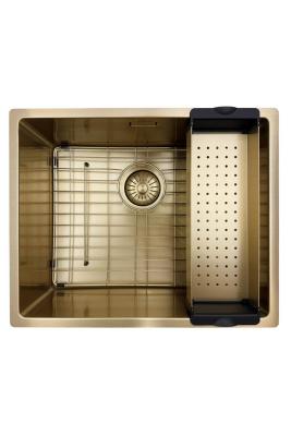 Évier Pure.Sink Prestige 50x40 cm PVD Or 10 mm rayon encastré, à montage affleurant et à montage en surface PPG5040-60