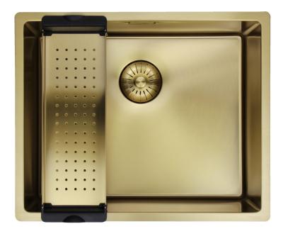 Évier Pure.Sink Prestige 50x40 cm PVD Or 10 mm rayon encastré, à montage affleurant et à montage en surface PPG5040-60