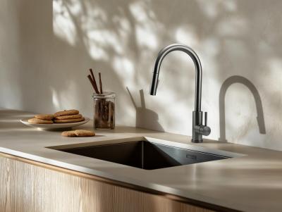 Évier Pure.Sink Prestige 50x40 cm PVD Gun Metal rayon de 10 mm sous-plan,à fleur,sur plan PPG5040-61