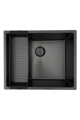 Évier Pure.Sink Prestige 50x40 cm PVD Gun Metal rayon de 10 mm sous-plan,à fleur,sur plan PPG5040-61