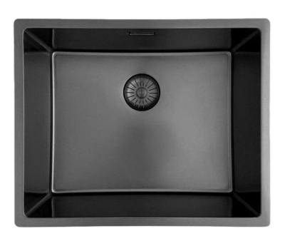 Évier Pure.Sink Prestige 50x40 cm PVD Gun Metal rayon de 10 mm sous-plan,à fleur,sur plan PPG5040-61