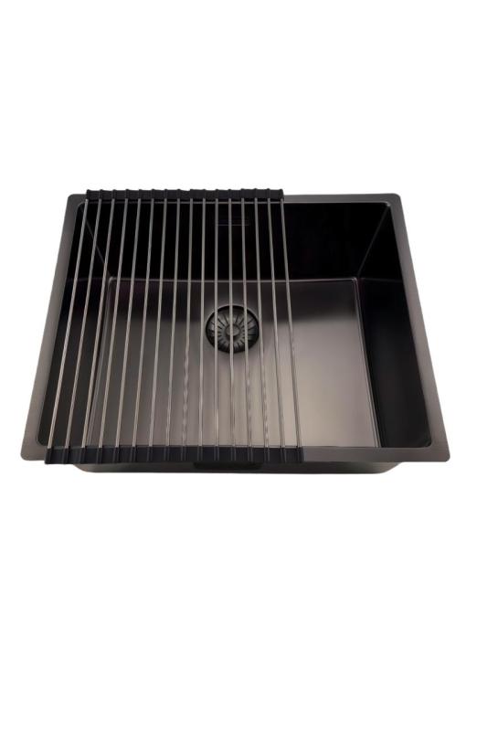 Évier Pure.Sink Prestige 50x40 cm PVD Gun Metal rayon de 10 mm sous-plan,à fleur,sur plan PPG5040-61