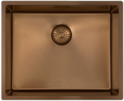 Évier Pure.Sink Prestige 50x40 cm PVD Cuivre rayon de 10 mm sous-plan, à fleur et posé sur plan PPG5040-62.