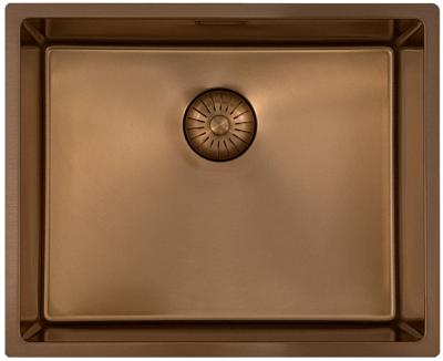 Évier Pure.Sink Prestige 50x40 cm PVD Cuivre rayon de 10 mm sous-plan, à fleur et posé sur plan PPG5040-62.
