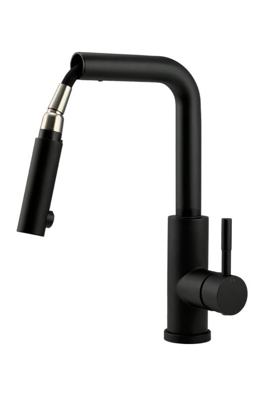 Pure.Sink Elite Steel Spark-S keukenkraan Matzwart met uittrekbare uitloop PS8041-10