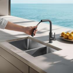 Pure.Sink Elite Steel Spark-S robinet de cuisine PVD Gun Metal avec bec extractible PS8041-61