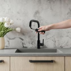 Robinet de cuisine Pure.Sink Elite Steel Crystal-S Noir mat avec bec extensible PS8050-10