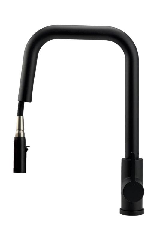 Pure.Sink Elite Steel Crystal-S keukenkraan Matzwart met uittrekbare uitloop PS8050-10