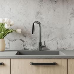 Robinet de cuisine Pure.Sink Elite Steel Crystal-S en acier PVD Gun metal avec bec extensible PS8050-61