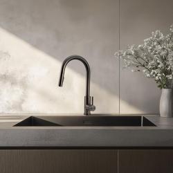 Robinet de cuisine Pure.Sink Elite Steel Stream-S en métal PVD Gun avec bec extractible PS8045-61
