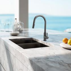 Robinet de cuisine Pure.Sink Elite Steel Stream-S en métal PVD Gun avec bec extractible PS8045-61