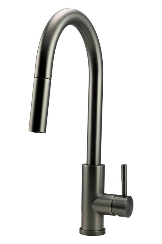 Robinet de cuisine Pure.Sink Elite Steel Stream-S en métal PVD Gun avec bec extractible PS8045-61