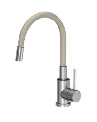 Mitigeur de cuisine Quadri Bristol en acier inoxydable avec bec flexible beige 1208967664