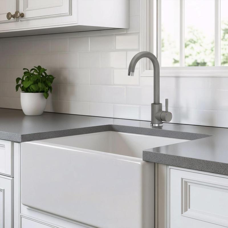 Quadri Coventry Mitigeur de Cuisine Gris avec Bec Pivotant 1208967666
