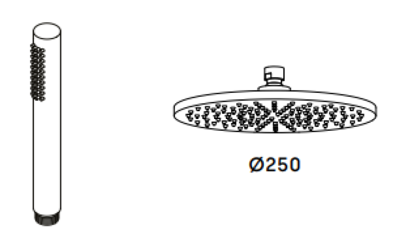 Waterevolution Flow combinaison de douche thermostatique avec douche de tête noire mate 250mm T141TN25PR