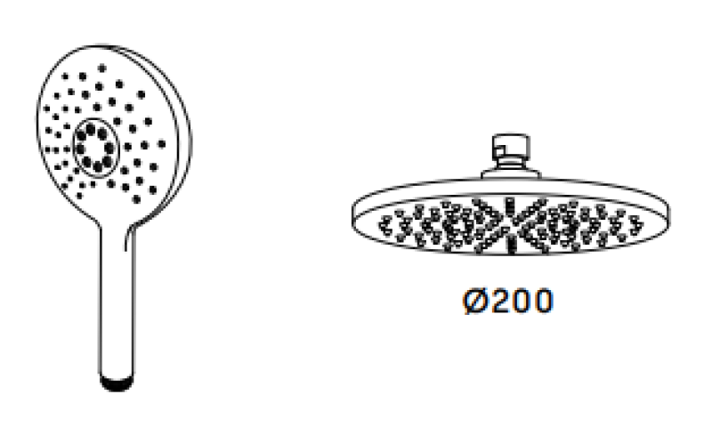Waterevolution Flow combinaison de douche thermostatique avec douche de tête en inox 200mm ronde T141TNRIE