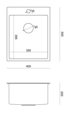 Aquadesign Clara Évier Inox 40x50cm Pose en Surface ou à Fleur avec Plan de Robinet et Bouchon Inox - 1208967757