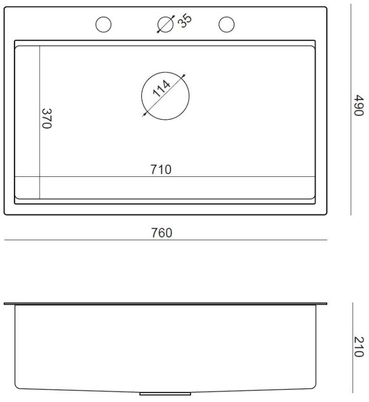 Aquadesign Vesta Évier en Inox 76x49cm Encastré et Posé avec Plage de Robinet, inclus Bouchon en Inox et Accessoires - 1208967762