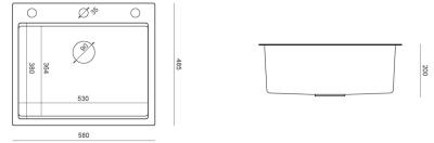 Aquadesign Vesta Évier en Acier Inoxydable 580x485cm Montage en Saillie et à Fleur avec Plaque de Robinet, incluant Bouchon en Acier Inoxydable et Accessoires - 1208967763