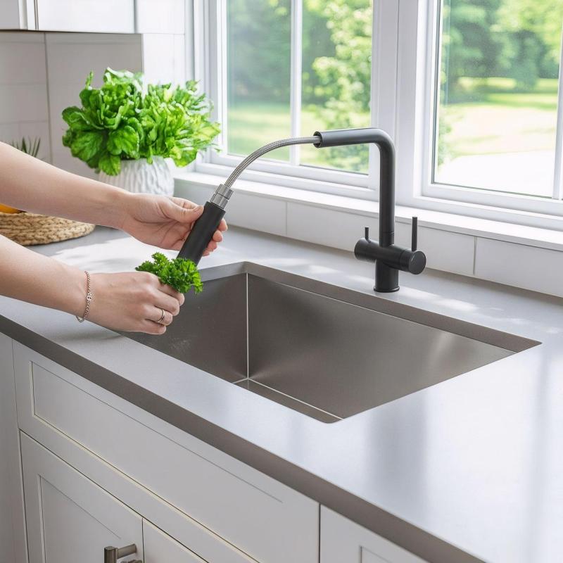 Quadri Ellesmere Mitigeur de Cuisine Noir 3-voies avec une connexion supplémentaire pour l'eau filtrée 1208967780