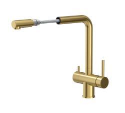 Quadri Ellesmere Robinet de cuisine PVD Or 3 voies avec raccord supplémentaire pour eau filtrée 1208967781