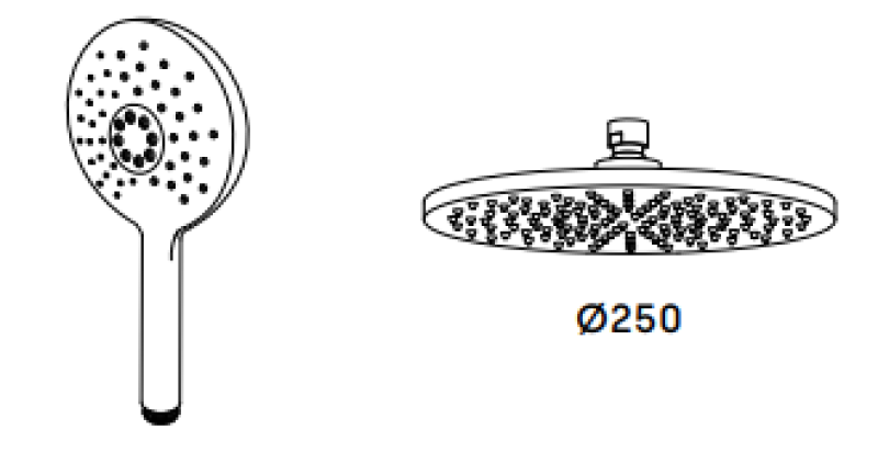 Waterevolution Flow combinaison de douche thermostatique avec douche de tête PVD or White Gold 250mm ronde T141TNR25WGE