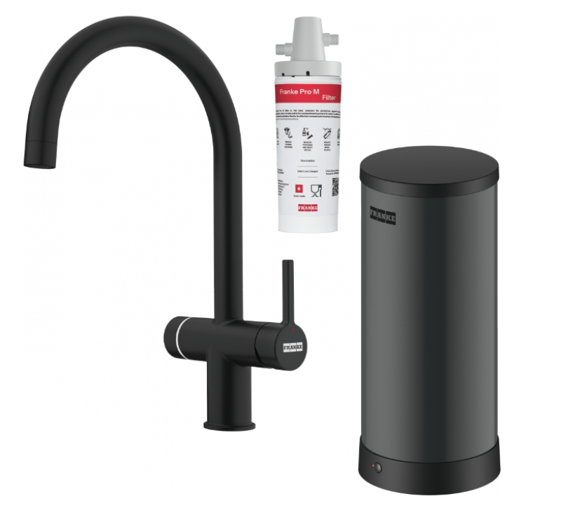 Franke Maris water hub 7L chaudière 3-en-1 avec robinet d'eau bouillante électronique tactile noir mat avec bypass waterhub 1208967856