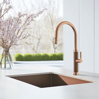 Robinet de cuisine Franke Mythos Masterpiece en cuivre avec bec en J et douchette extractible - 115.0711.557