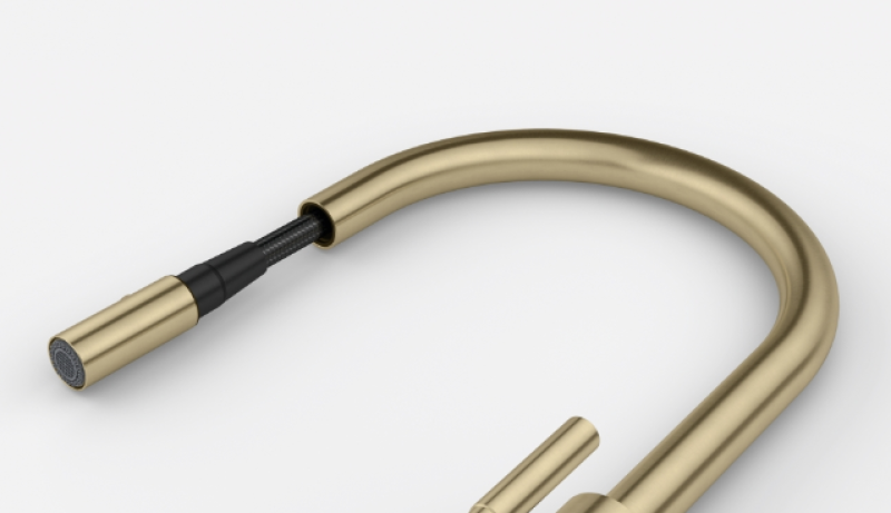 Franke Mythos Masterpiece Robinet de Cuisine Doré avec Bec en J et Douchette Extractible - 115.0711.558