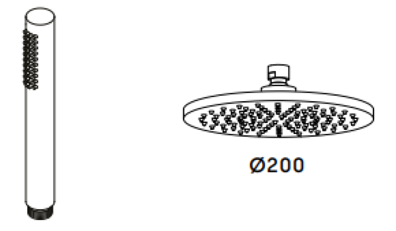 Révolution de l'eau Flow mitigeur de douche à trois voies avec douchette à main et douche de tête light gold T131NWGE