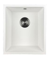GraniteMy Évier en Granit Universel Blanc 34x40 cm blanc montage en surface, sous-plan et affleurant avec bonde en métal gun 1208967904