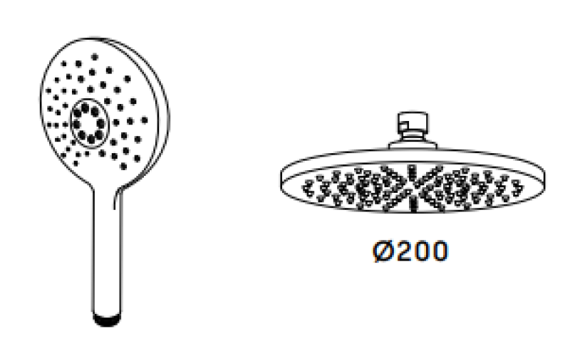 Waterevolution Flow mitigeur de douche à trois voies avec douche de tête et douchette ronde en laiton T131NRLE