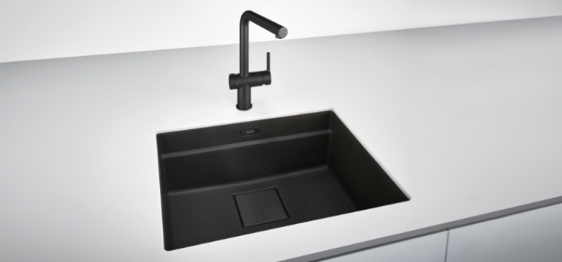 Franke Active Twist Mitigeur Monocommande Noir avec Bec Fixe et Commande de Vidage Intégrée 115.0669.768