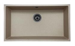 GraniteMy Universal évier en granit sable beige 74x40 cm montage en surface, sous-plan et affleurante avec bouchon en métal canon de fusil 1208968021