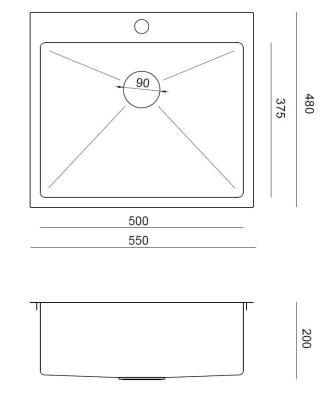 Aquadesign Clara Évier Cuivre 55x48cm Encastrable ou à Fleur de Plan avec Plage de Robinet et Bouchon en Cuivre - 1208969505