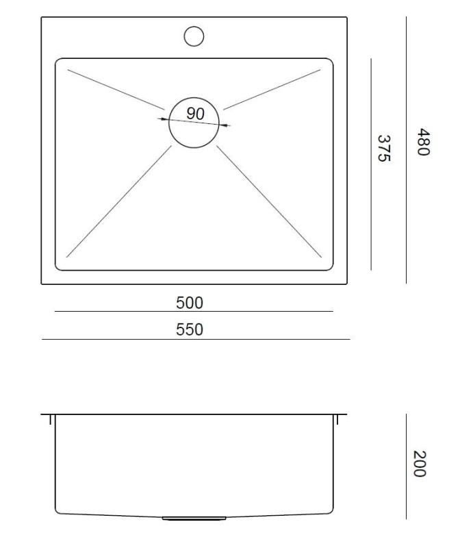 Aquadesign Clara Évier Cuivre 55x48cm Encastrable ou à Fleur de Plan avec Plage de Robinet et Bouchon en Cuivre - 1208969505