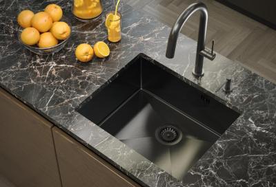 Aquadesign Zara Évier Gun Metal 54x44cm Encastrable, À Fleur et Encastrable avec Bonde Gun Metal - 1208969511