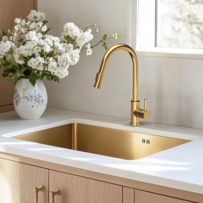 Aquadesign Zara Évier Or 54x44cm Encastré, À fleur de plan et Posé avec Bouchon Doré - 1208969512