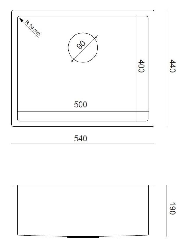 Aquadesign Zara Évier Or 54x44cm Encastré, À fleur de plan et Posé avec Bouchon Doré - 1208969512