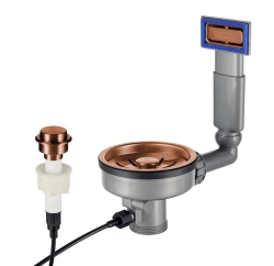 Lorreine Ensemble de Bonde pour Évier en Cuivre avec Trop-plein et Bouton-poussoir pour Vidange Automatique 1208969591