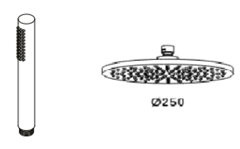 Révolution de l'eau Flow mitigeur thermostatique de douche à trois voies avec douchette à main et pomme de douche principale Laiton 250mm T131TN25LE